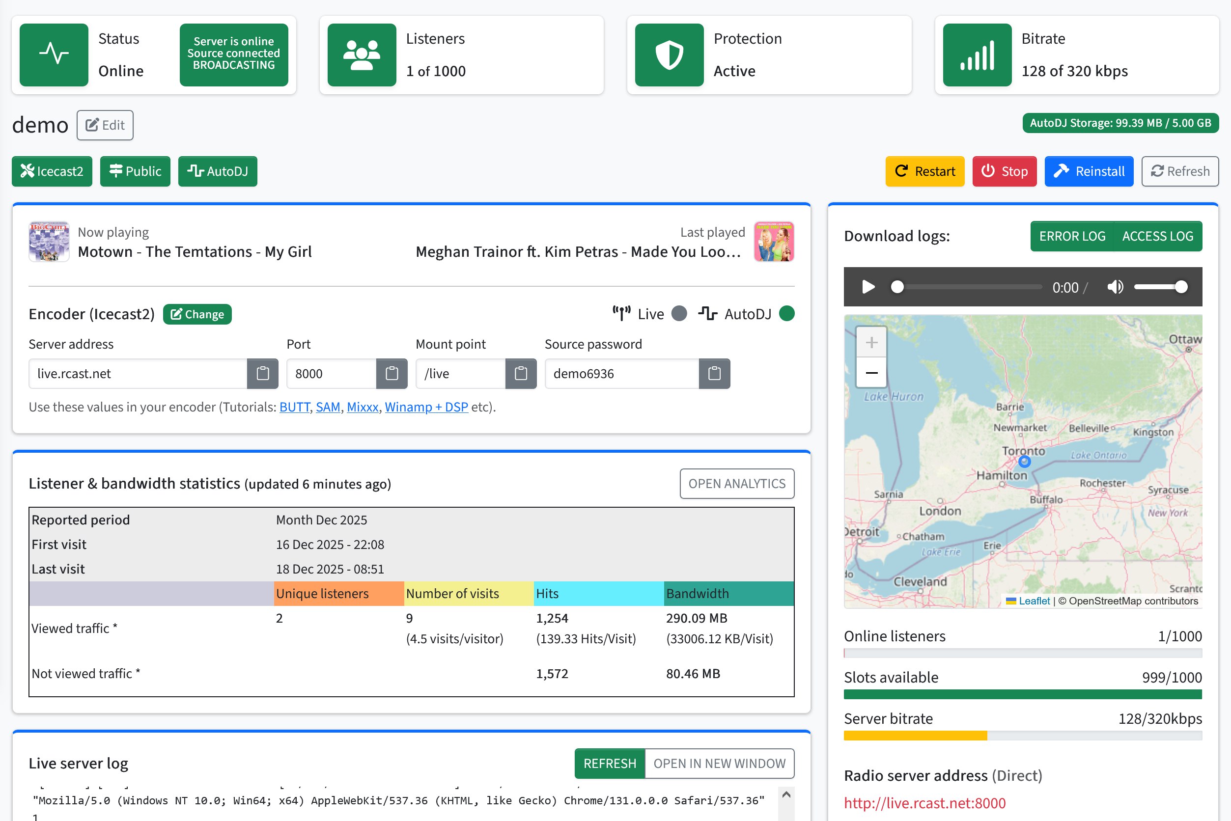 RCAST Control Panel Interface