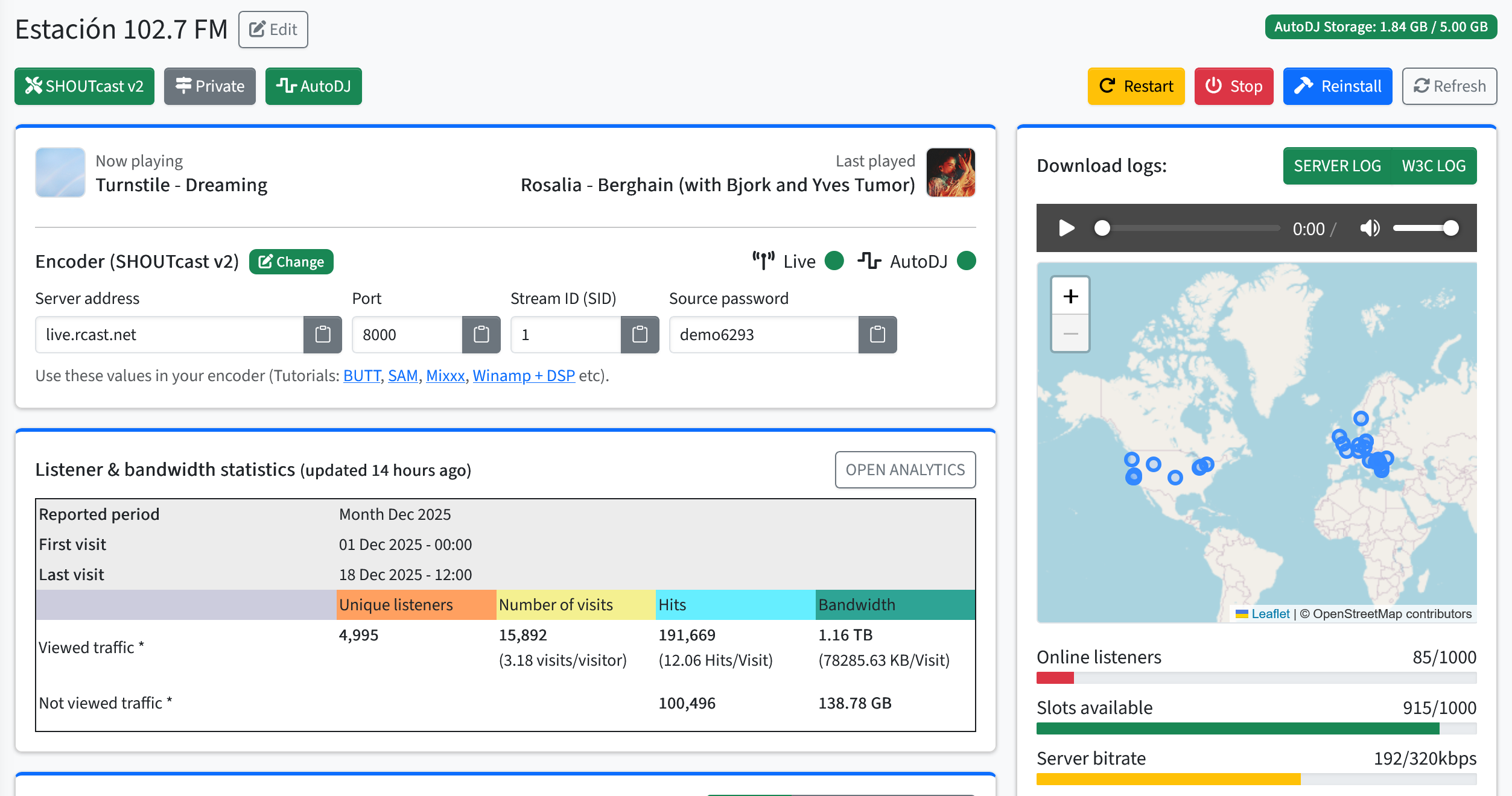 Logs and activity history