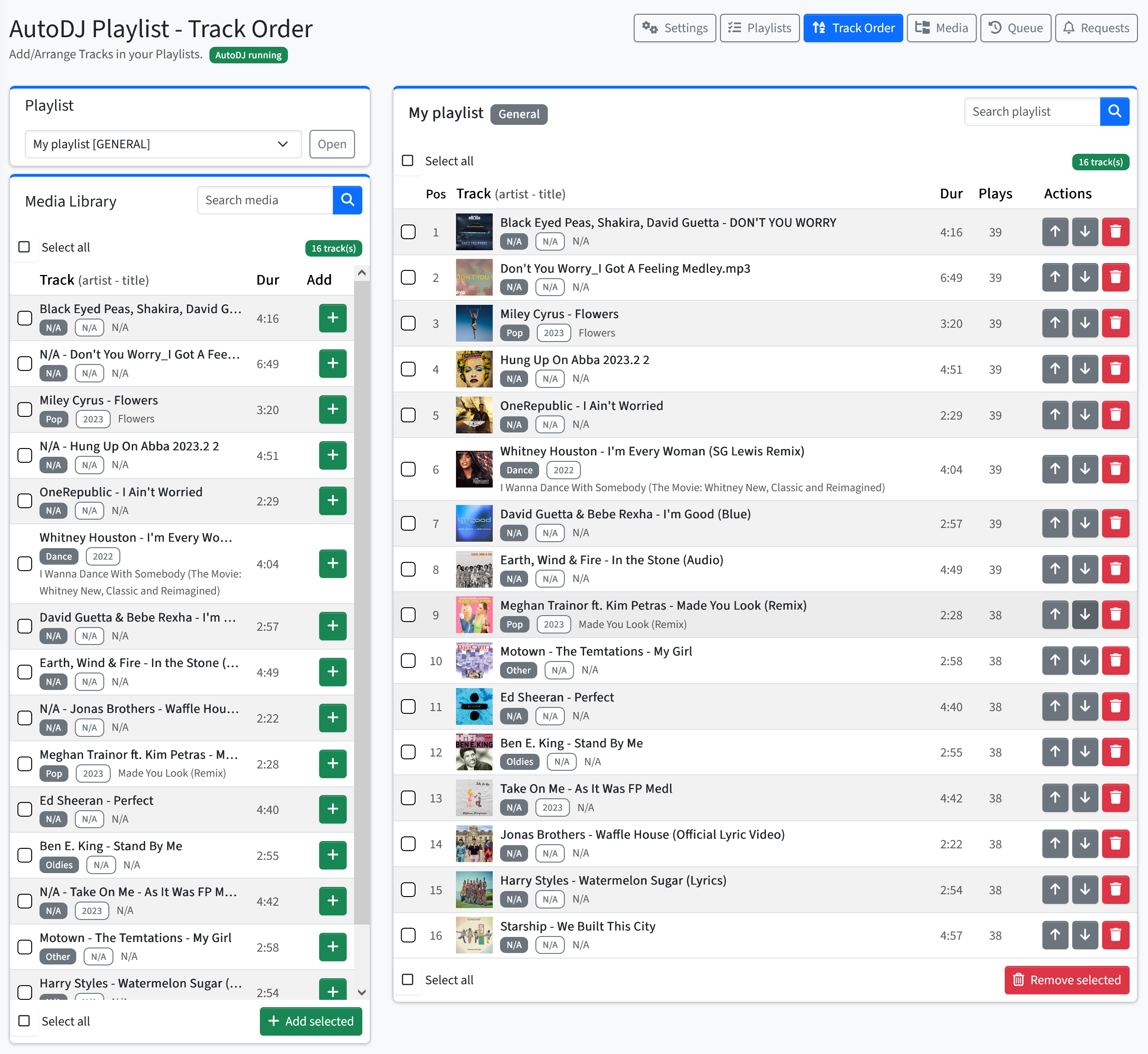 AutoDJ Playlists and Track Order